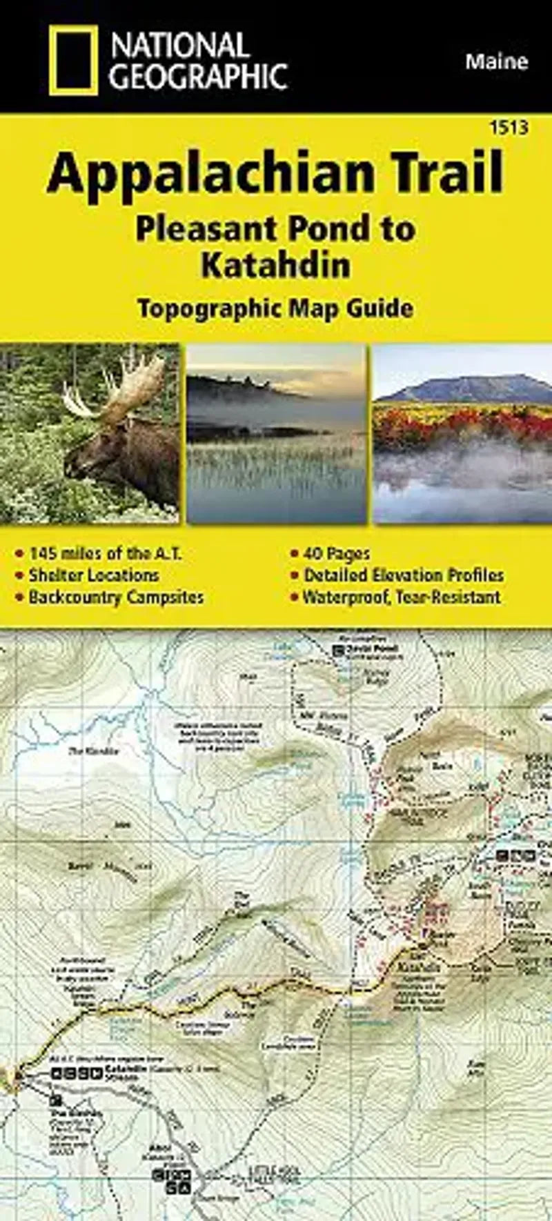 Appalachian Trail Map 1513 Pleasant Pond to Mount Katahdin