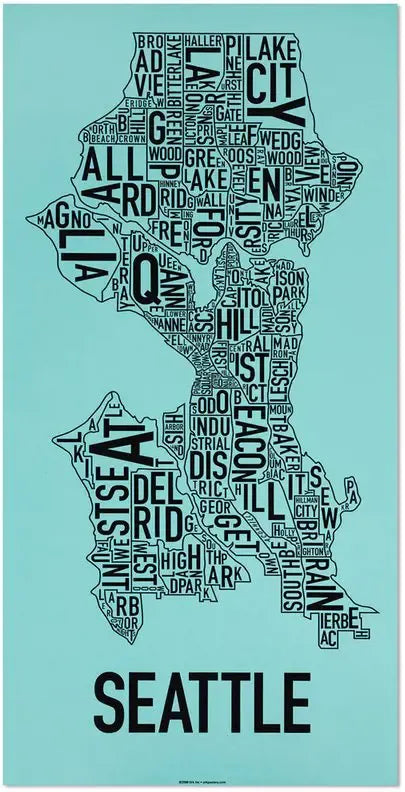 Seattle Neighborhood Map (Blue)