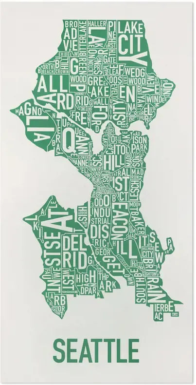 Seattle Neighborhood Map (Green)
