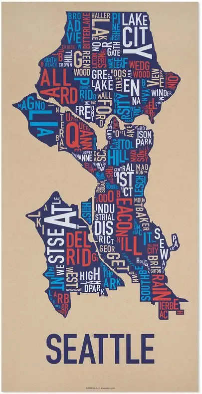 Seattle Neighborhood Map (Multi Color)