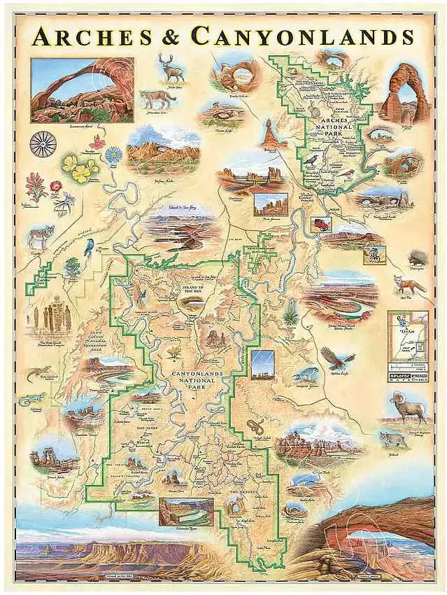 Arches & Canyonlands National Parks Wall Map