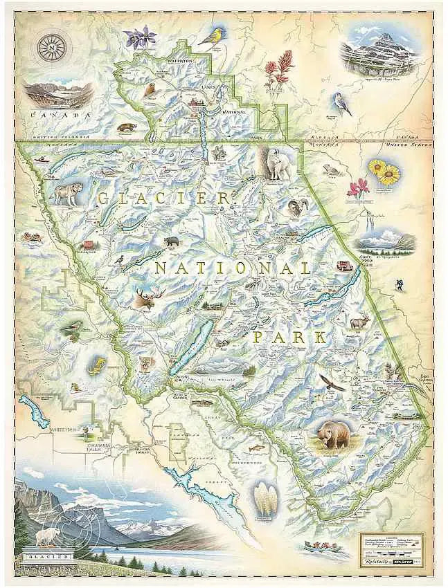 Glacier National Park Wall Map