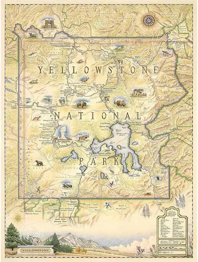 Yellowstone National Park Wall Map