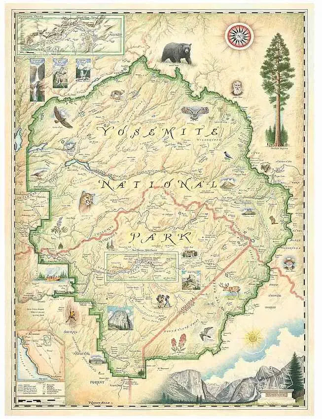 Yosemite National Park Wall Map