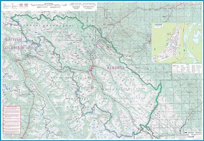 Banff and Jasper National Parks Travel Map