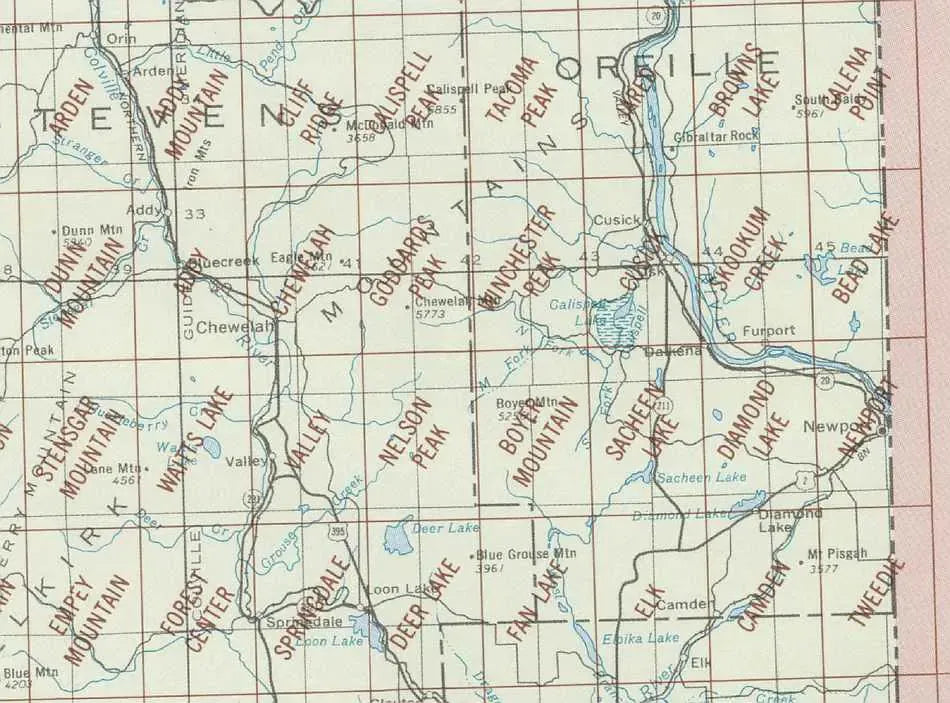 Chewelah Area 1:24K USGS Topo Maps