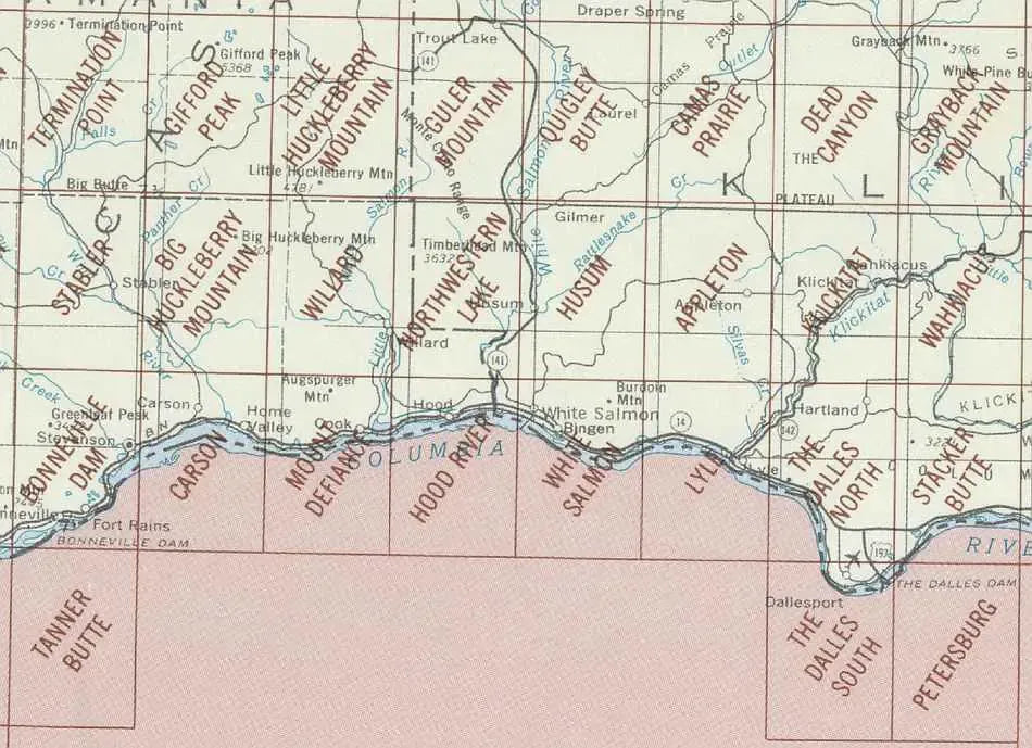 Hood River WA Area 1:24K USGS Topo Maps