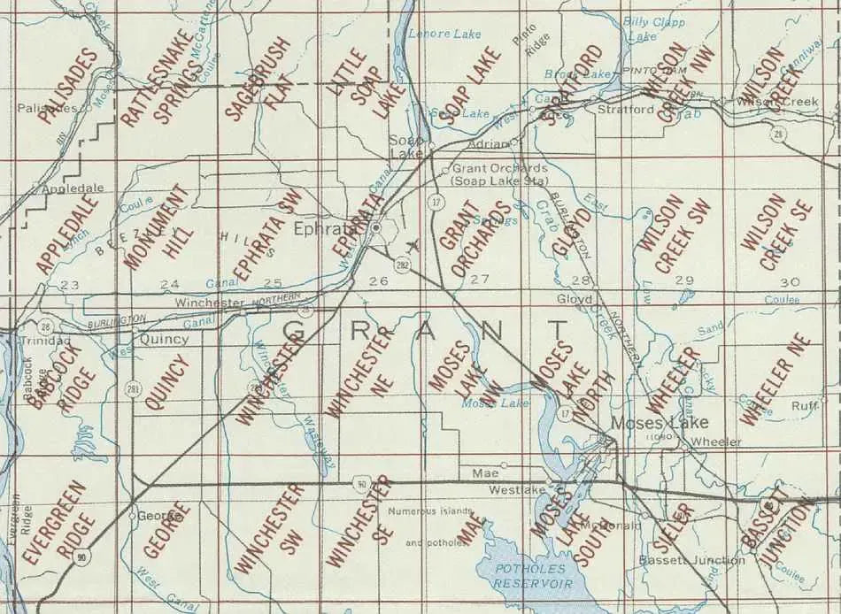 Moses Lake Area 1:24K USGS Topo Maps