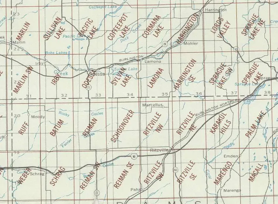 Ritzville Area 1:24K USGS Topo Maps