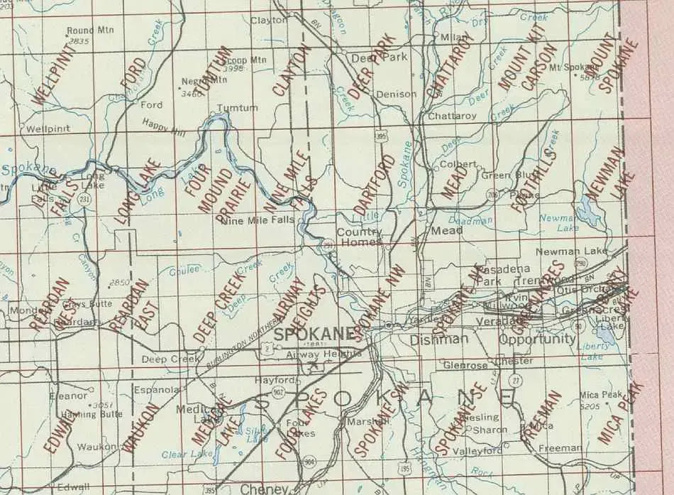 Spokane Area 1:24K USGS Topo Maps