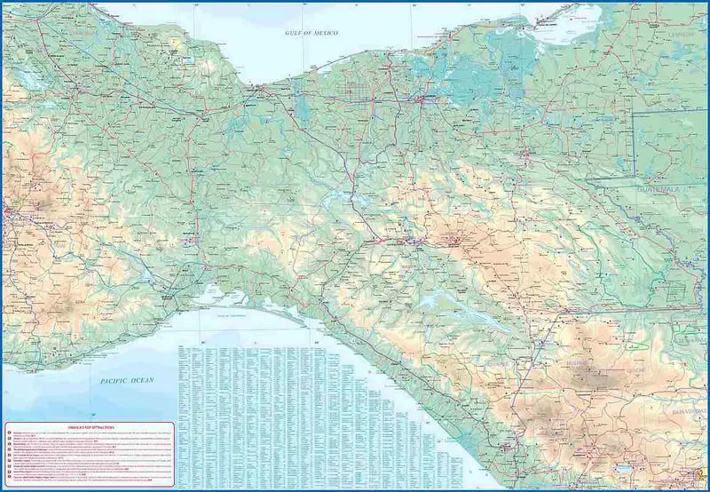 Mexico Oaxaca Chiapas Travel Map