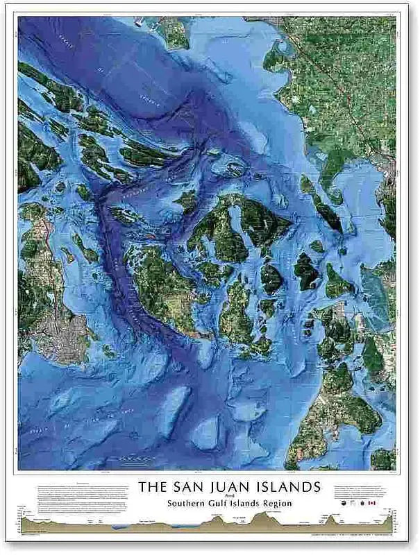 San Juan & Gulf Islands Satellite Map