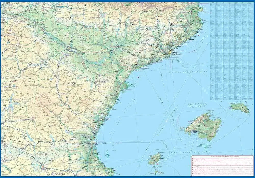 Spain Mediterranean Coast Travel Map