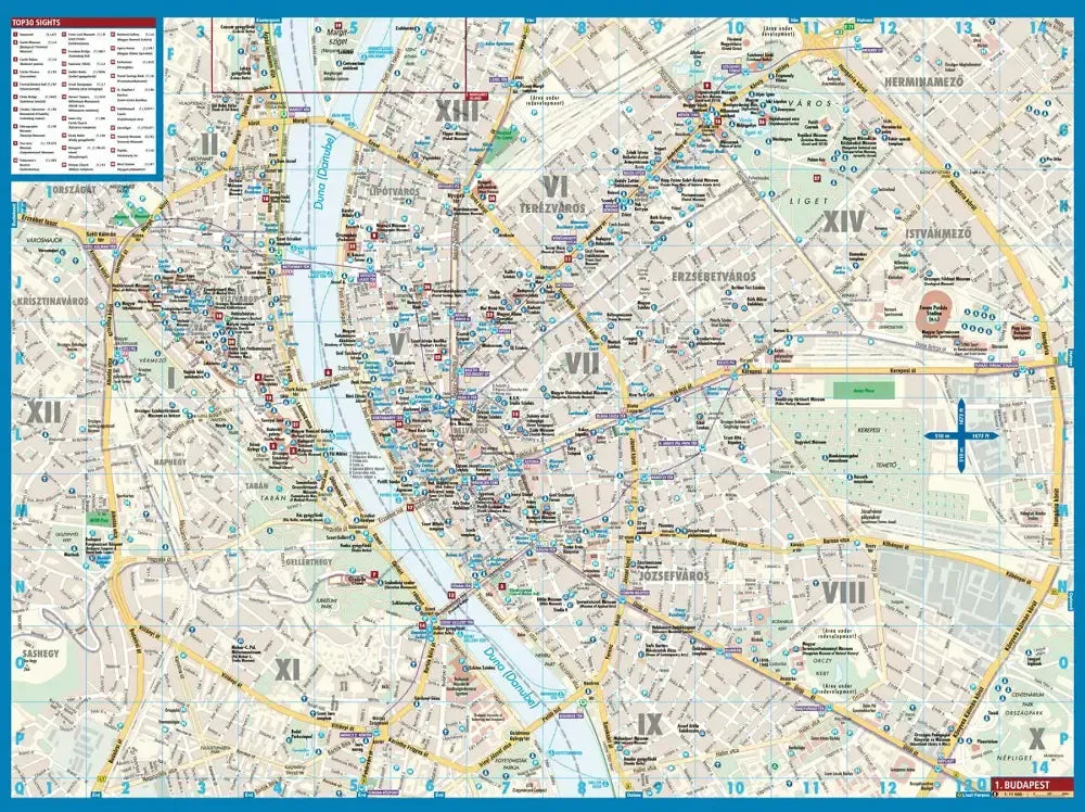 Budapest Laminated City Map l Borch