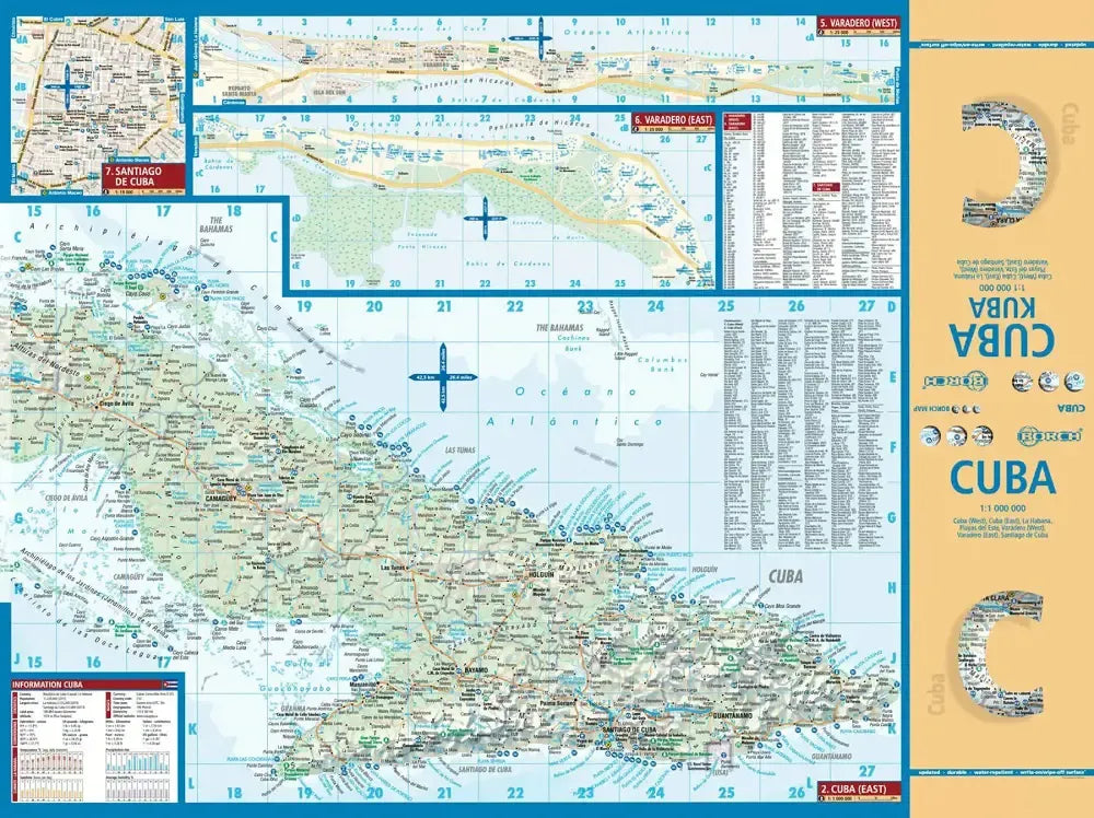 Cuba Laminated Travel Map l Borch