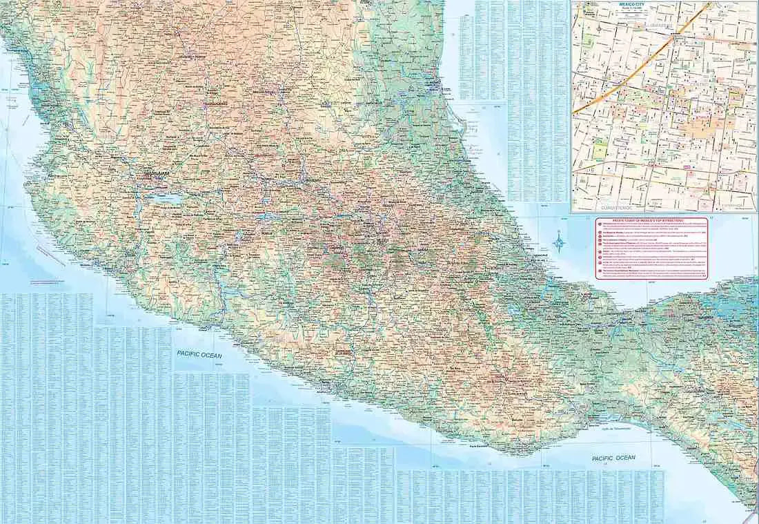 Mexico Pacific Coast Travel Map