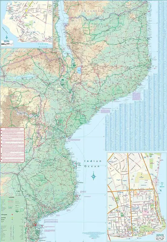 Malawi & Mozambique Travel Map
