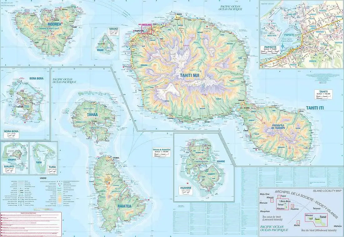 Tahiti & Polynesian Islands Cruising Travel Map
