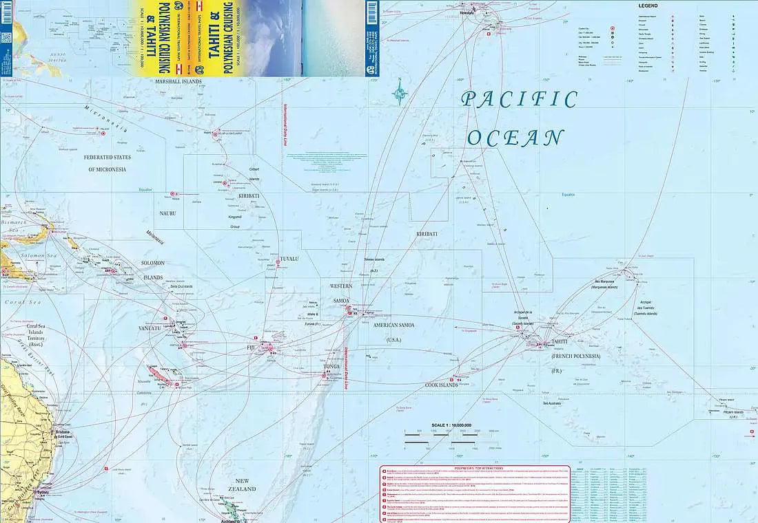 Tahiti & Polynesian Islands Cruising Travel Map