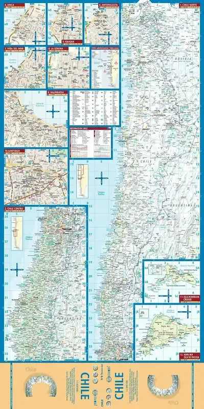 Chile Laminated Travel Map l Borch
