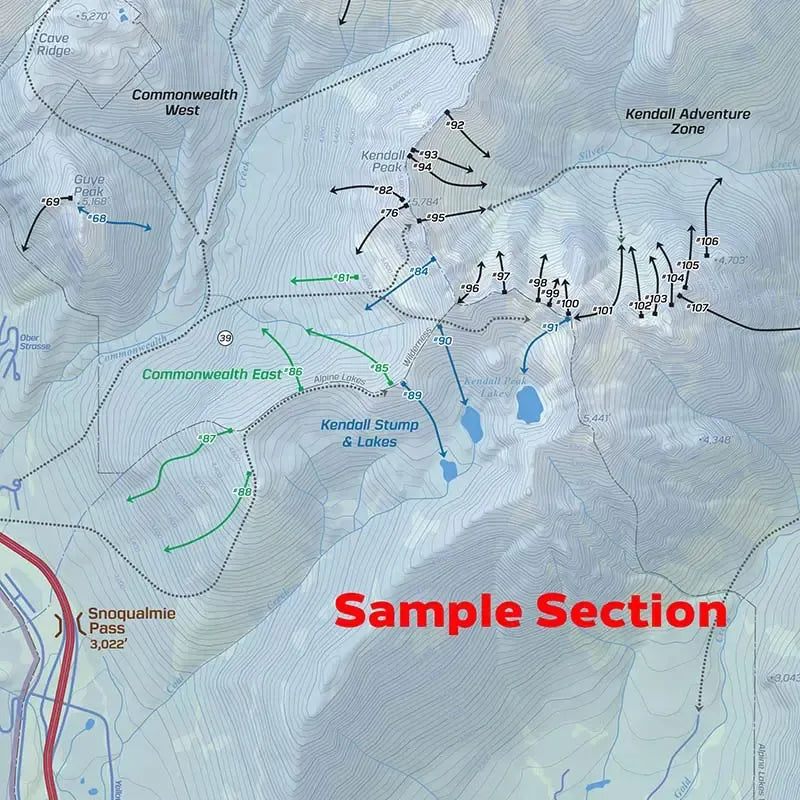 Backcountry Skiing Snoqualmie Pass Atlas & Map