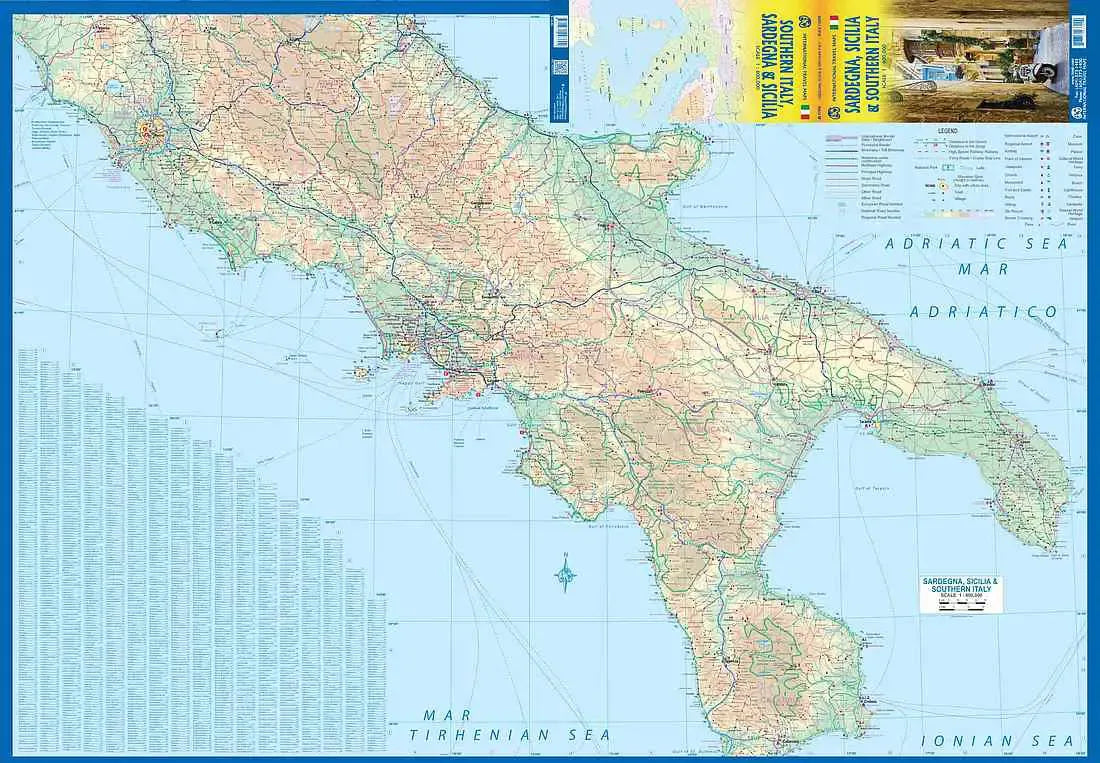 Sardinia, Sicily & Southern Italy Travel Map