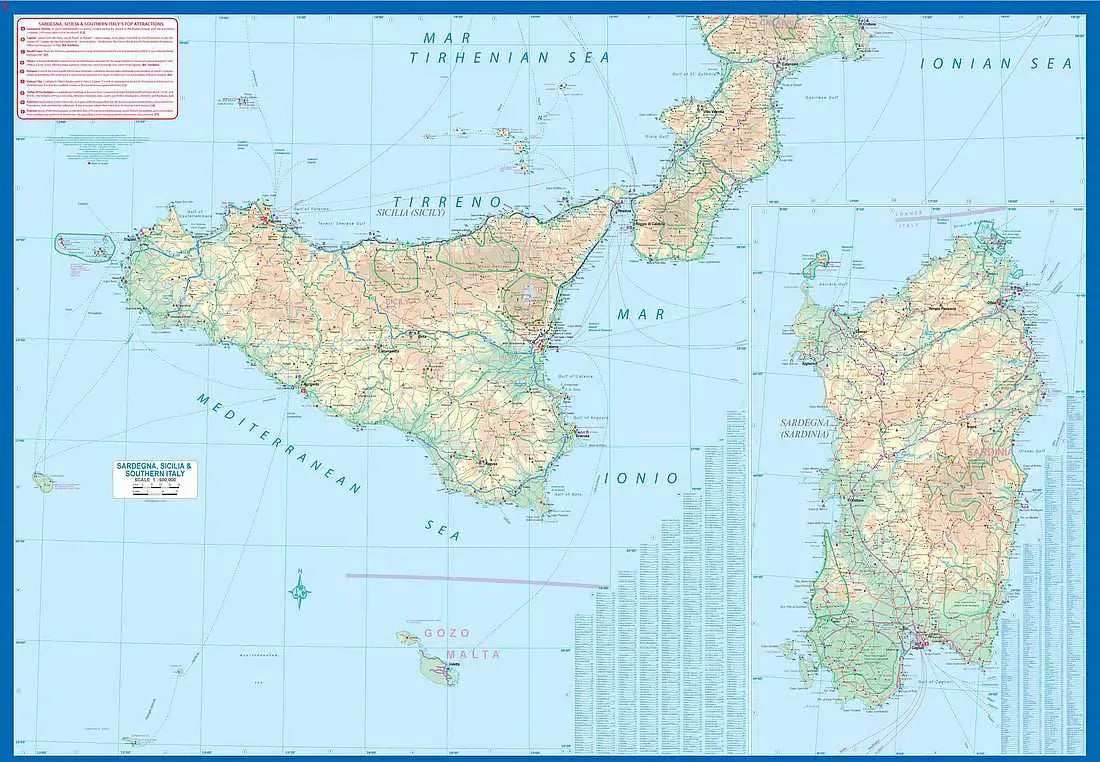 Sardinia, Sicily & Southern Italy Travel Map
