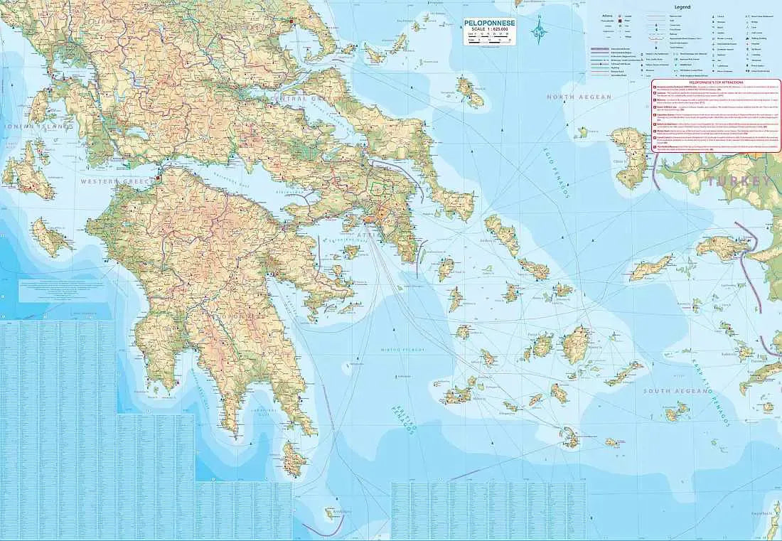 Athens & Peloponnese Travel Map