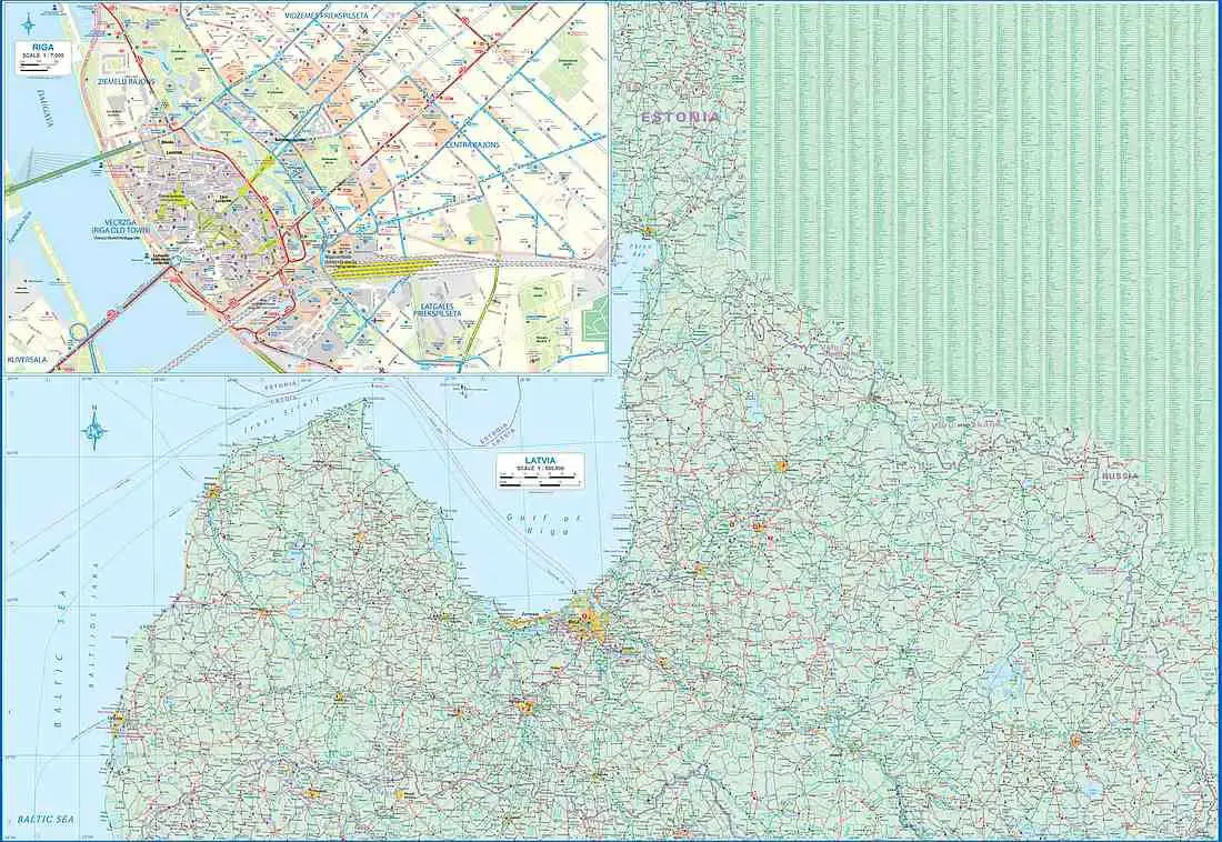 Lithuania & Latvia Travel Map