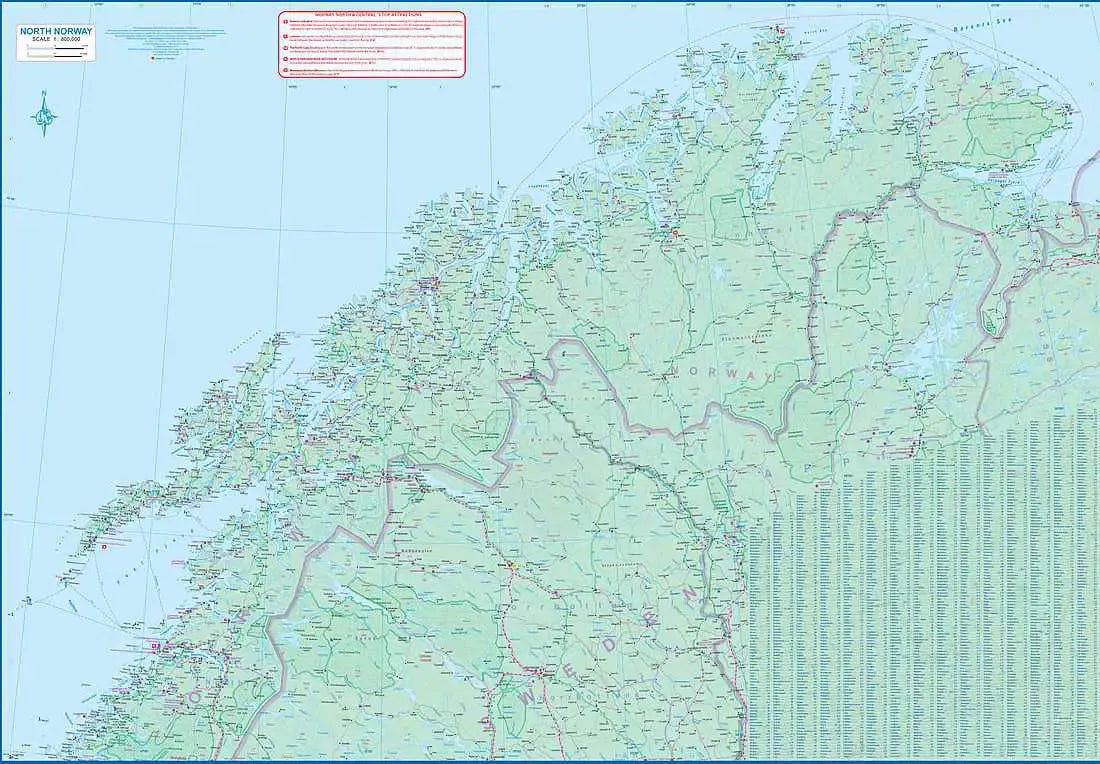 Norway (Central & North) Travel Map