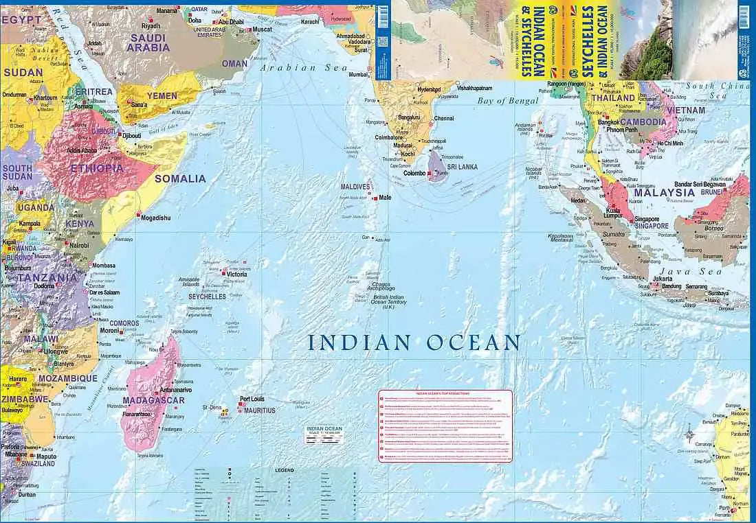 Seychelles Islands Indian Ocean Travel Map