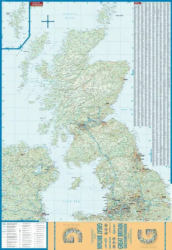 Great Britain Laminated Road Map l Borch