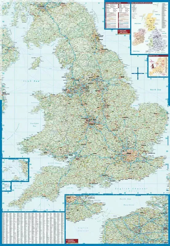 Great Britain Laminated Road Map l Borch