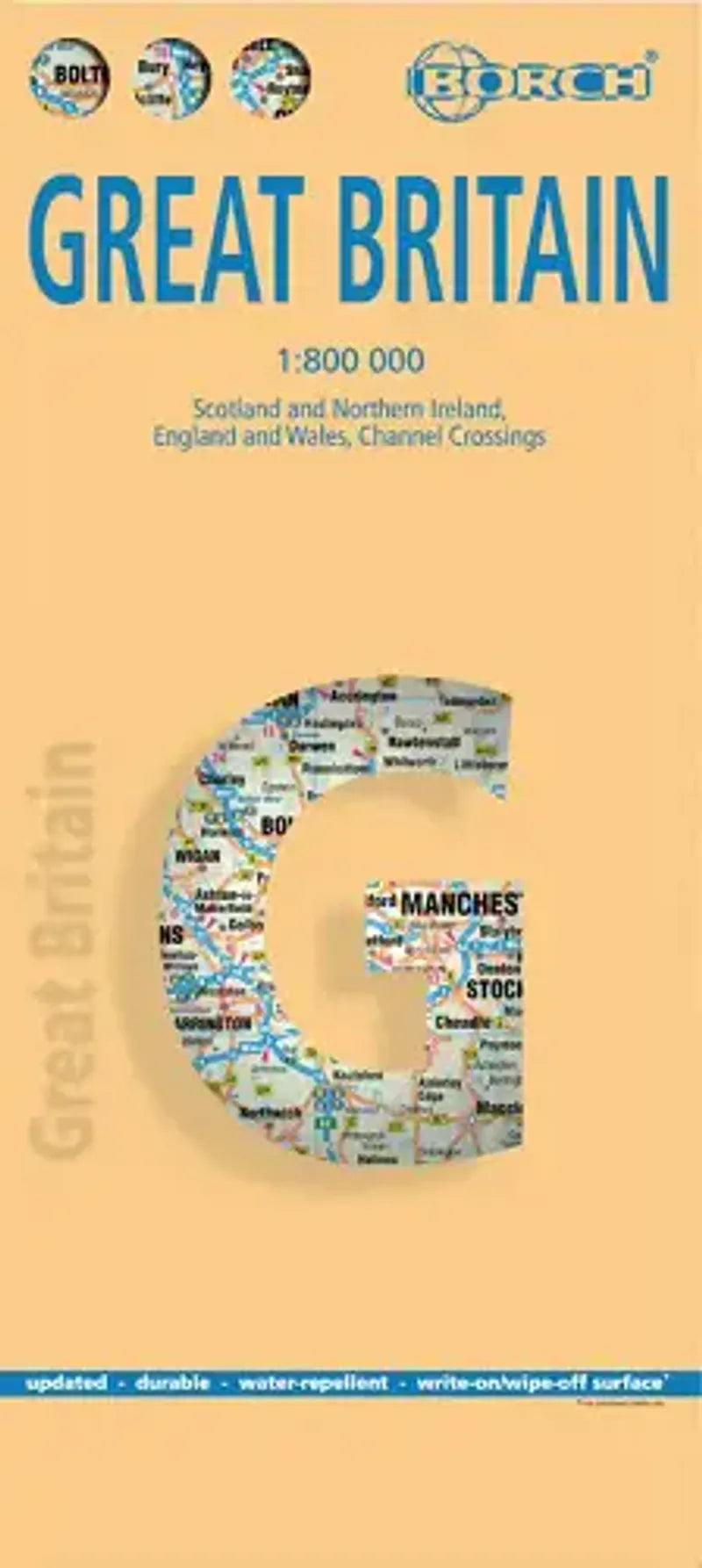 Great Britain Laminated Road Map l Borch