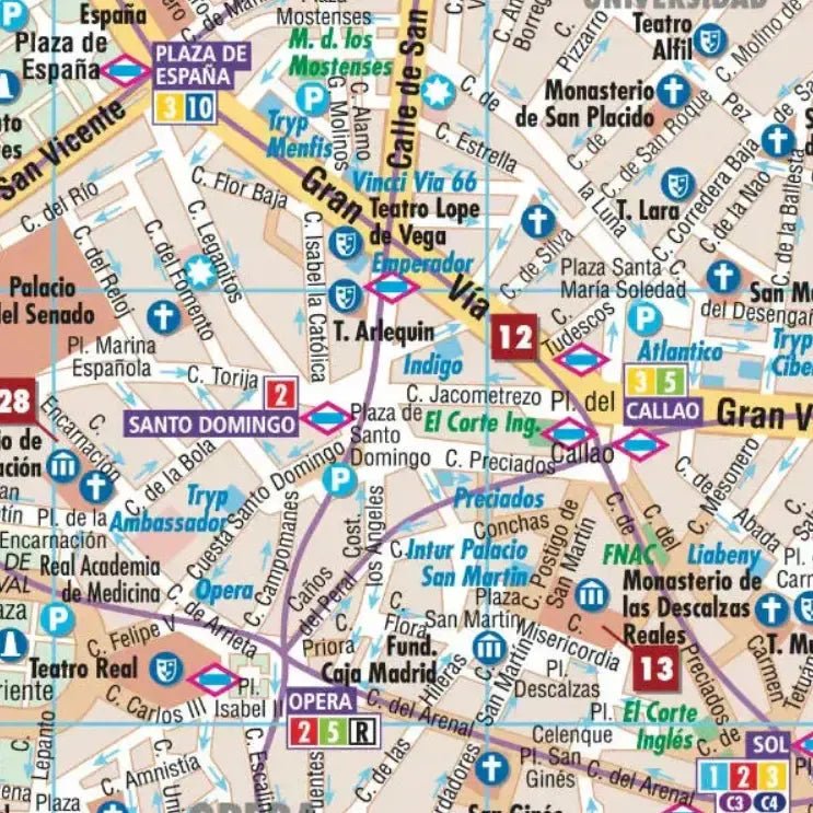 Madrid Laminated City Street Map l Borch