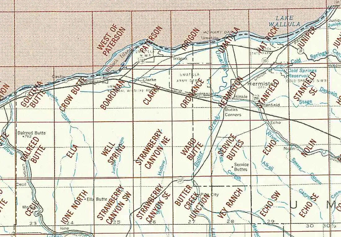 Hermiston OR Area 1:24K USGS Topo Maps