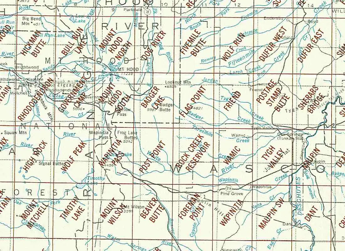 Mount Hood Area 1:24K USGS Topo Maps