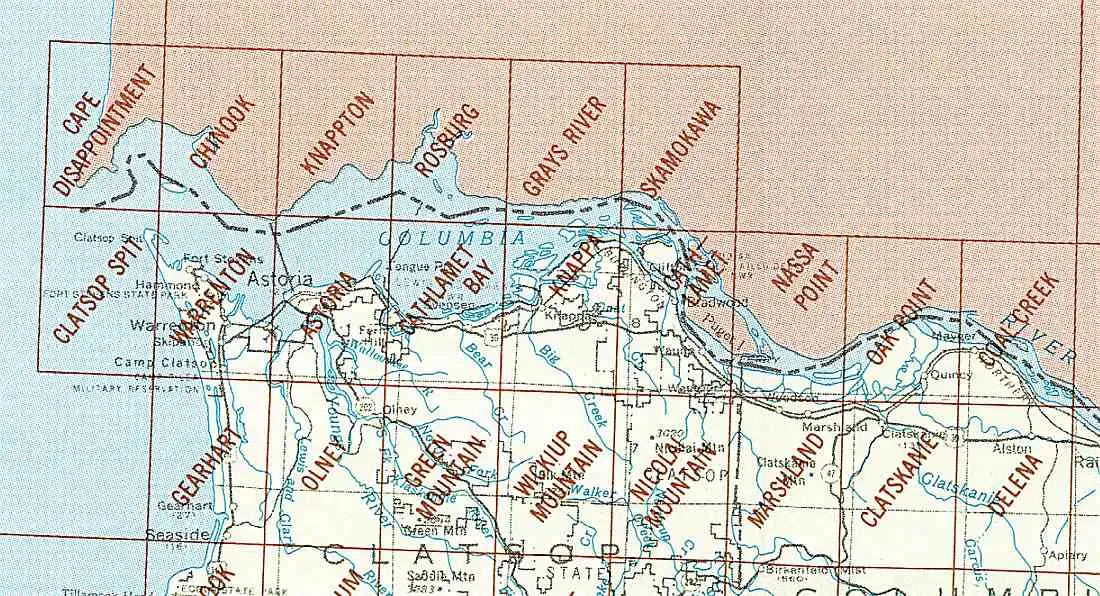 Astoria OR Area 1:24K USGS Topo Maps