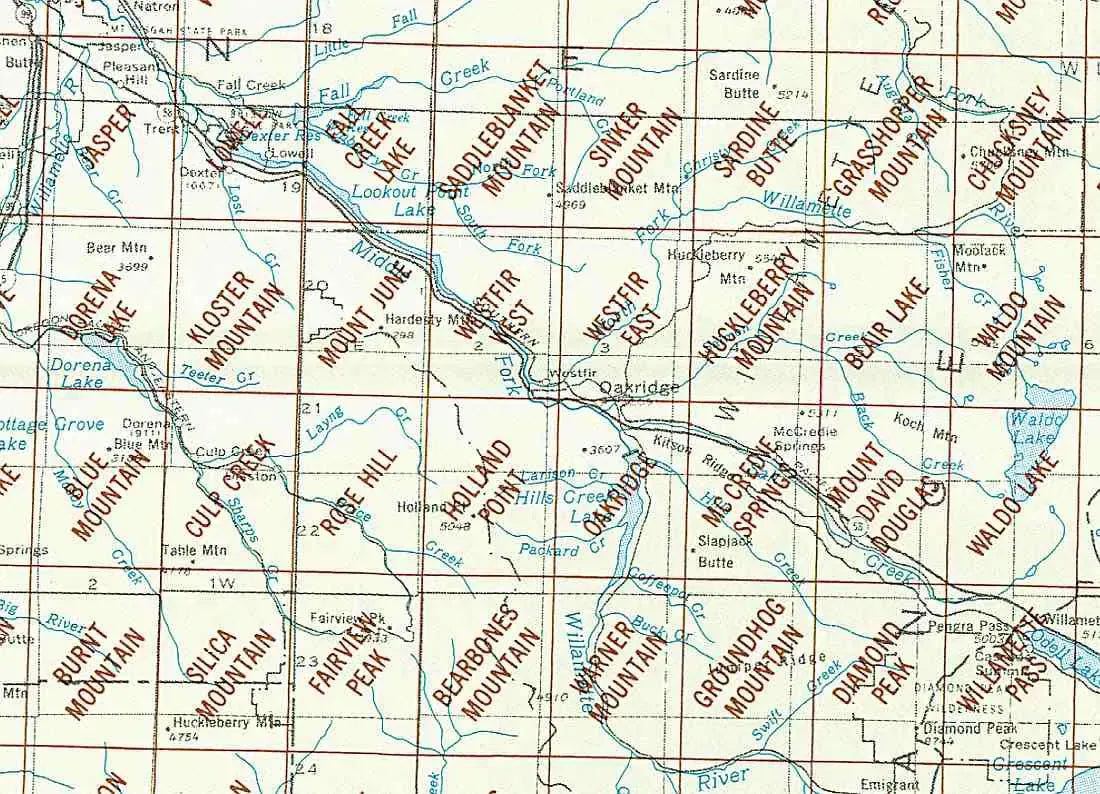Oakridge Area 1:24K USGS Topo Maps