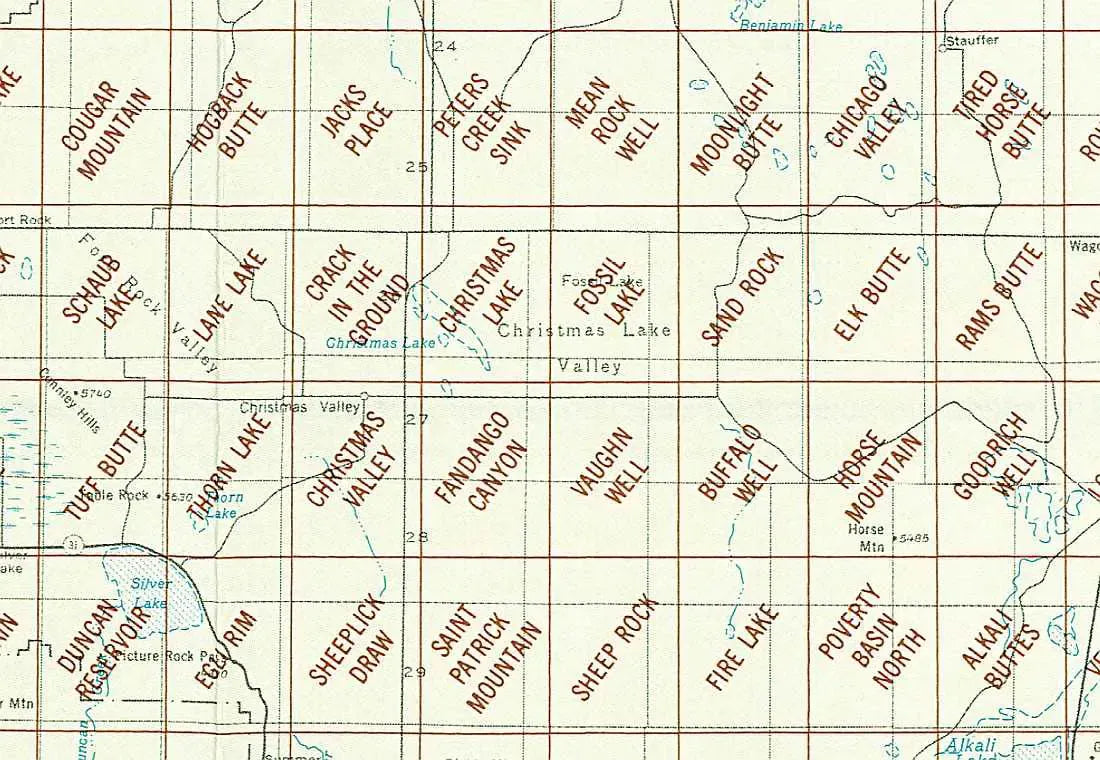 Christmas Valley Area 1:24K USGS Topo Maps