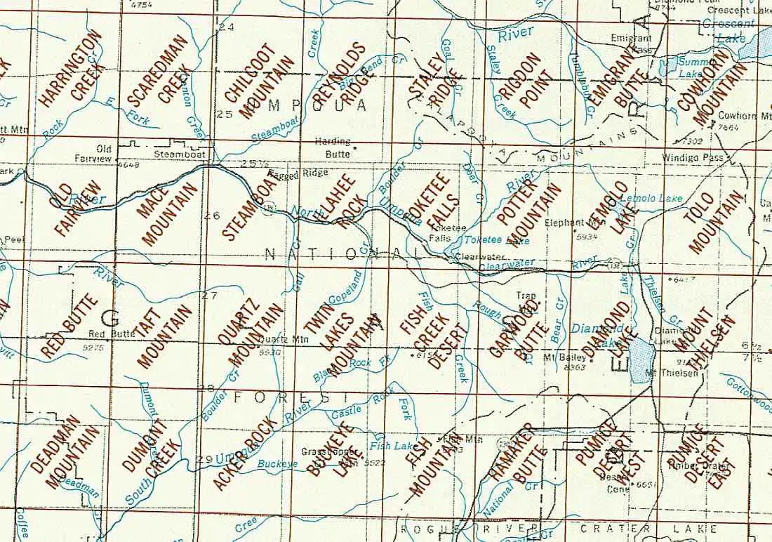Diamond Lake Area 1:24K USGS Topo Maps