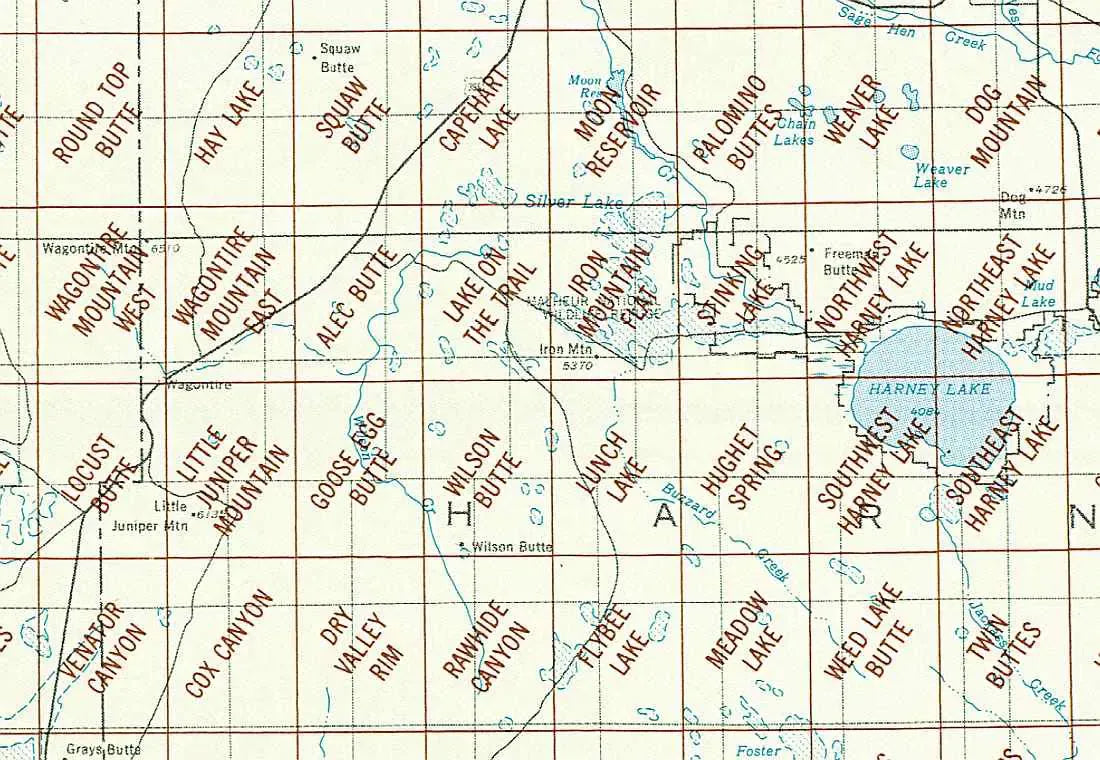 Harney Lake Area 1:24K USGS Topo Maps