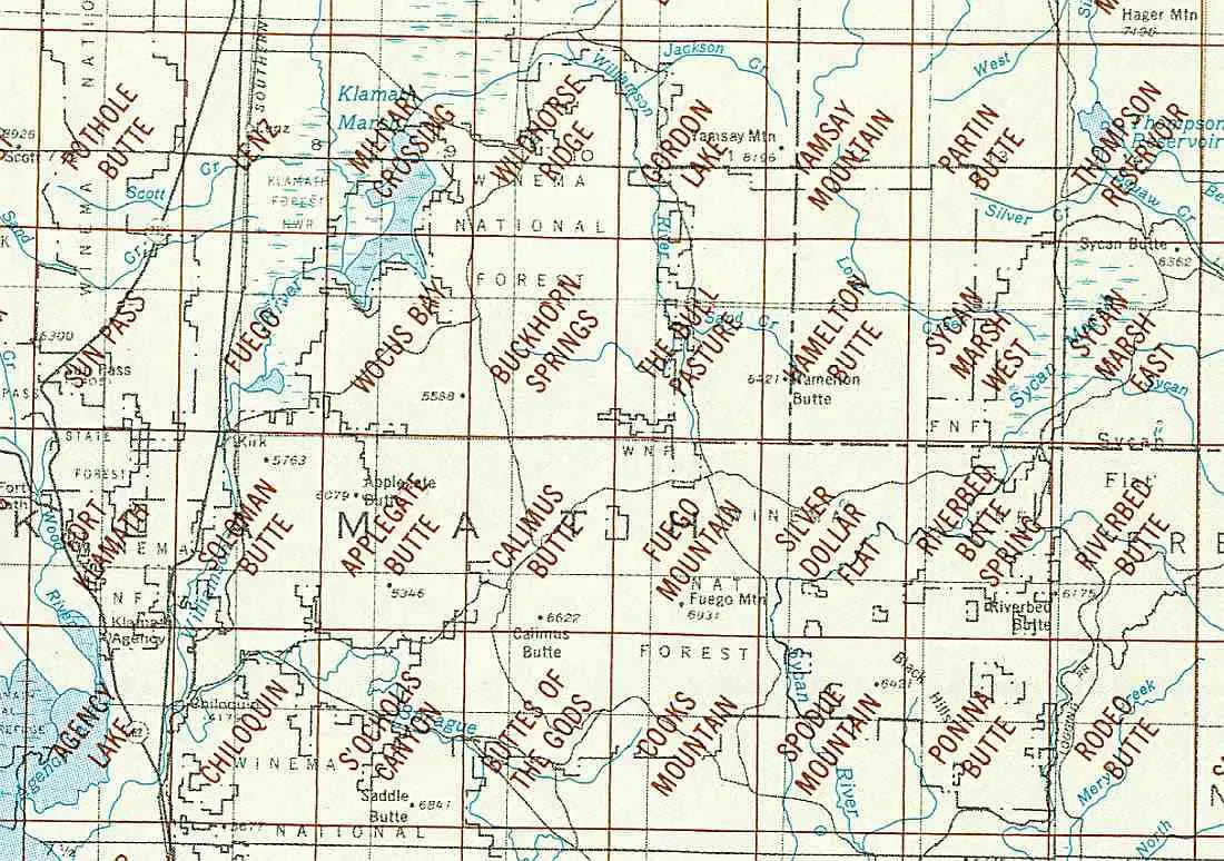Williamson River Area 1:24K USGS Topo Maps