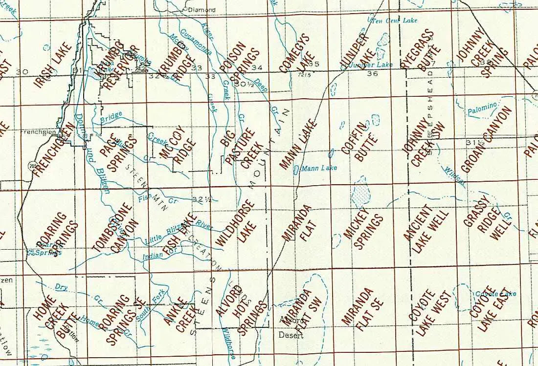 Steens Mountain Area 1:24K USGS Topo Maps