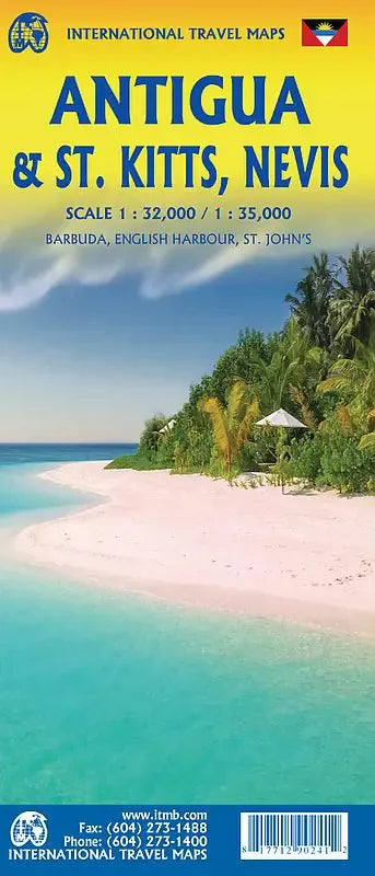 Antigua St. Kitts & Nevis Travel Map