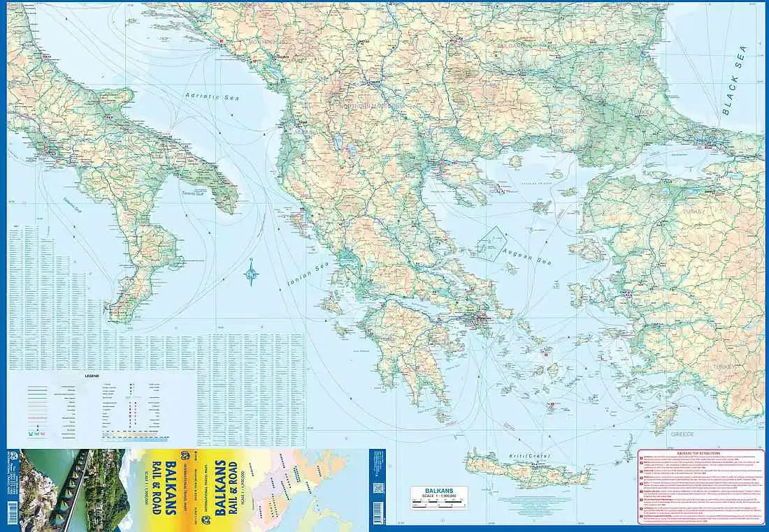 Balkans Rail & Road Travel Map