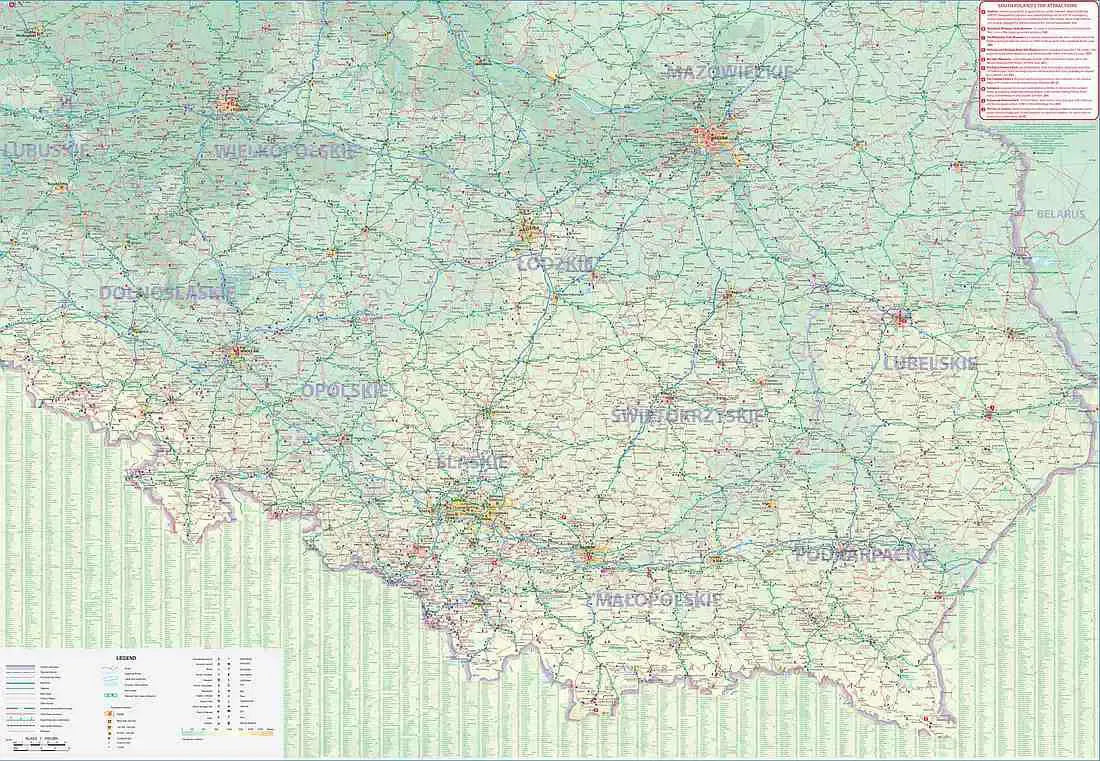 Krakow & South Poland Travel Map