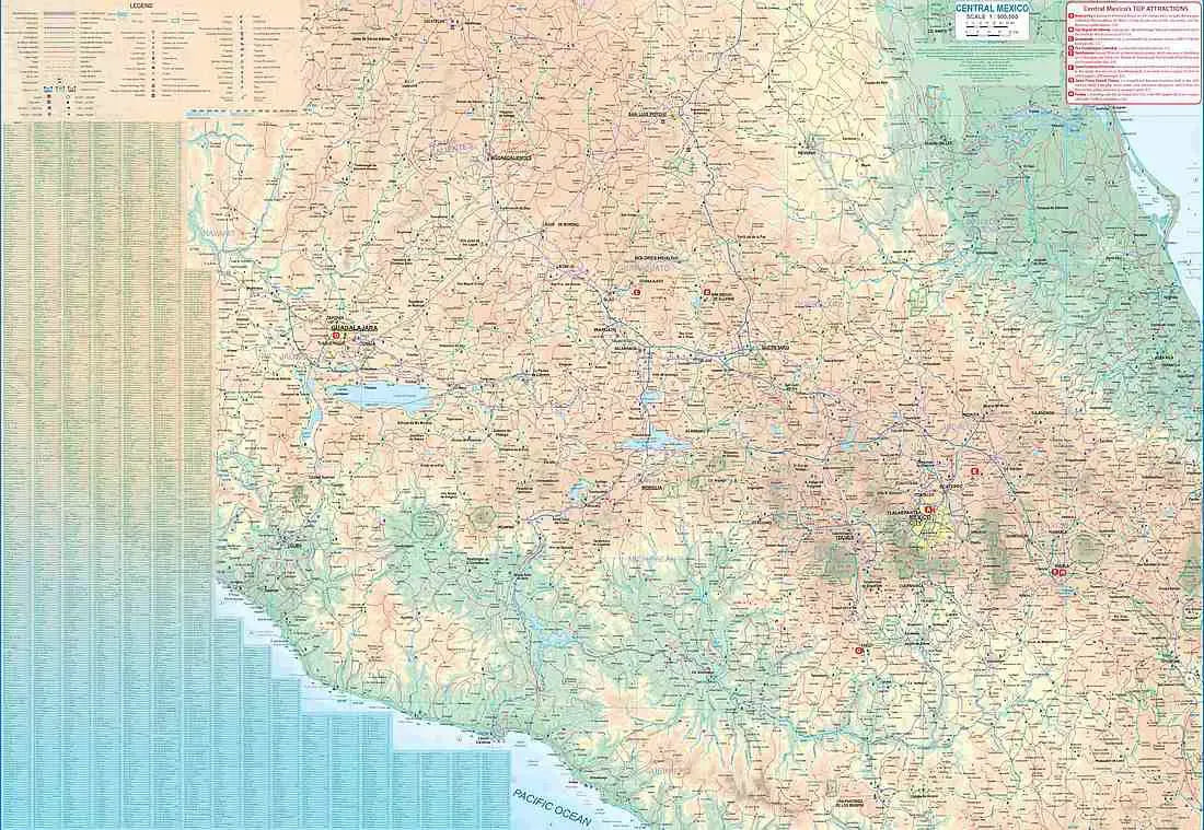 Mexico City & Central Region Travel Map