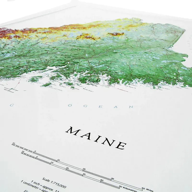 Maine Raised Relief Map (Raven Colors)