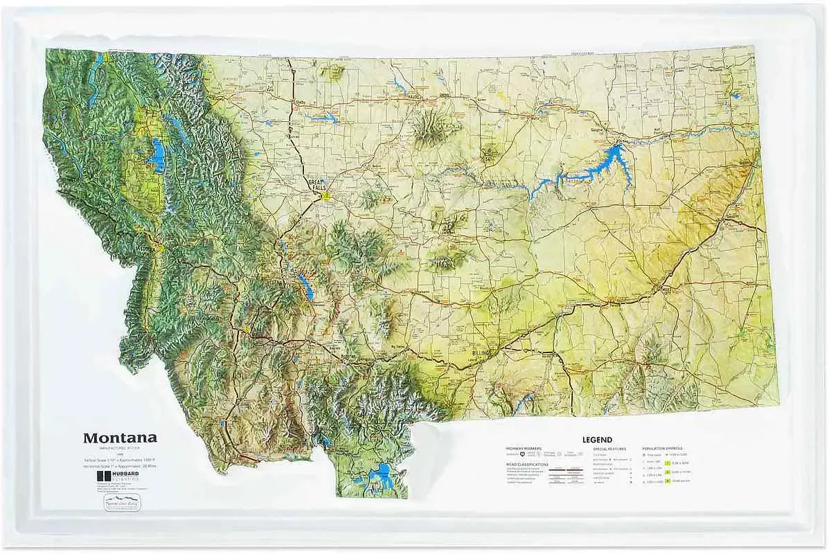 Montana Raised Relief Map
